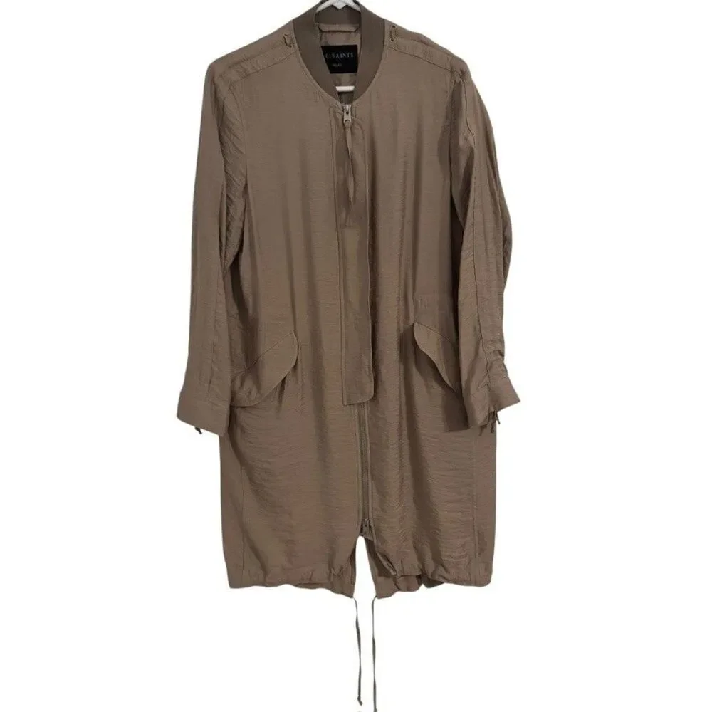 ALL SAINTS Size Small, Elio Bomber Parka Jacket Relaxed Fit Layer Slouch Street